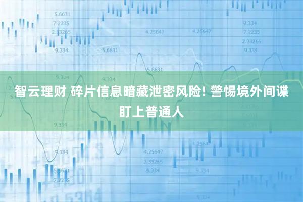 智云理财 碎片信息暗藏泄密风险! 警惕境外间谍盯上普通人